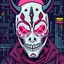 Placeholder: 8 bit pixelart cyberpunk,Hannya-Maske, Comic style