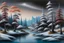 Placeholder: Tokyo Japan in the style of; Arctic Winter Day, by Bob Ross. Courtesy of the Franklin Park Arts Center and Bob Ross Inc. BOB ROSS