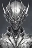 Placeholder: Logo silver skinned anime Dragman cyberpunk with dragon mask in his eyes full body