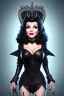 Placeholder: Joan Collins as evil queen in black leather, leather, busty, cleavage, angry, stern look. character design by cory loftis, fenghua zhong, ryohei hase, ismail inceoglu and ruan jia. unreal engine 5, artistic lighting, highly detailed, photorealistic, fantasy