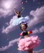 Placeholder: Ultra realistic speed clouds sky scene, wide angle view, cheerleader teenager falling down with many Children background, inflatable monsters, circus dress style, feather color, free jumping flying, many trinkets, hair monster, many jelly beans, balls, color smoke, smile, happy, extreme, wind, clouds sea, 20,000 feet altitude, stratosphere, soft color, highly detailed, unreal engine 5, ray tracing, RTX, lumen lighting, ultra detail, volumetric lighting, 3d, finely drawn, high definition.