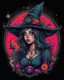 Placeholder: witch tattoo design, traditional tattoo style, t-shirt design, vector art, fantasy art, watercolor effect, digital painting, clean dark background, 8K