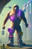 Placeholder: running ape, full body, 8k, cyberpunk2077