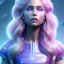 Placeholder: A portrait of a full body crystalised blue pink queen,smiling face, blue eyes, long blond hair, atmospheric, realistic, unreal engine, lighting