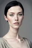 Placeholder: Scandinavian medieval 30 year old woman with black short hair, pale skin, pretty lips, athletically built