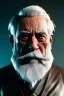 Placeholder: Old man Cyborg anime warrior, grey hair, trimmed grey beard,brown eyes, waist up portrait, 8k resolution, intricate details, ornate details, soft lighting, vibrant colors, retroanime, futuristic cityscape background