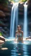 Placeholder: transparent girl swimming in waterfall,bokeh like f/0.8, tilt-shift lens 8k, high detail, smooth render, down-light, unreal engine, prize winning