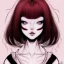 Placeholder: weird face cute girl Junji Ito style, darkred tones,