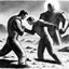Placeholder: [art by Klaatu (The Day the Earth Stood Still)] Jacob wrestling with angel