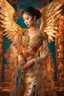 Placeholder: Gorgeous photography full body Beautiful super model Chinese woman dressing Lady Angel colorful art conceptual, amazing artwork, hyper detailed, ultra maximalist quality, 12k , close-up portrait,crystal ornaments background, golden hour