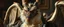 Placeholder: close up portrait painted by Rembrandt, stupid looking furry dragon at banquet