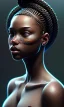 Placeholder: black girl, cute, beautiful, braids, head and shoulders portrait by Greg Rutkowski