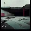 Placeholder: Minimal abstract oil paintings of a desolate concrete 1960s carpark. Road with distant Blurry lights. On the floor are concrete fragments and road markings . In the dark mysterious style of Justin Mortimer and Francis Bacon.