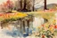 Placeholder: Sunny day, flowers, trees, spring, mountains, puddle, fantasy, sci-fi, epic, winslow homer watercolor paintings