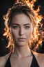 Placeholder: portrait of woman, burning edges, Sony Alpha, a7R IV, 35mm, f/2.8 GM, black background