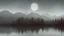 Placeholder: Un fondo de pantalla con una luna en el medio superior, un lago donde se refleje la luz de la luna, y un bosque con arboles y montañas, con la paleta de color de rojo, blanco y negro pero que sea un poco brillante y un poco lleno de vida