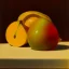 Placeholder: still life bottle half fruit