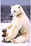 Placeholder: A polar bear with human feet