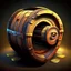 Placeholder: a wooden barrel : 1.5 ) money goes in from above and money comes out from below, ultra quality, vector graphics