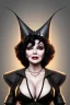 Placeholder: Joan Collins as evil queen in black leather, leather, busty, cleavage, angry, stern look. character design by cory loftis, fenghua zhong, ryohei hase, ismail inceoglu and ruan jia. unreal engine 5, artistic lighting, highly detailed, photorealistic, fantasy