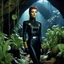 Placeholder: [high res photo by Helmut Newton] Star Trek Lieutenant Mira Vaughn, bound in alien cuffs, found herself in a nightmarish scenario. Surrounded by a circle of aggressive carnivorous plants in the dimly lit cavern, she felt the tendrils of fear creeping up her spine. Her uniform torn to shreds, hanging off her in tatters, a stark reminder of the fierce struggle she had endured. Mira's eyes welled up with unshed tears,