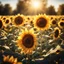 Placeholder: Radiant glass sunflower field bathed in golden sunlight , sharp focus, high contrast, dark tone, bright vibrant colors, cinematic masterpiece, shallow depth of field, bokeh, sparks, glitter, 16k resolution, photorealistic, intricate details, dramatic natural lighting