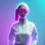 Placeholder: isometric clean art of super cute nerd girl wearing shades, neon lighting, soft lighting, soft pastel gradients, high definition, 3d icon clay render, blender 3d, studio lighting, god rays, octane render, unreal engine 5