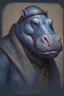 Placeholder: Portrait of a Hippo Rogue for dnd blue gray skin