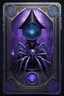 Placeholder: sacred geometry framed playing card, black, blue and purple drum set spider xtal priestess cyber in witch hat shadows boss card in the style of Giger and fallout 4 ,bokeh like f/0.8, tilt-shift lens 8k, high detail, smooth render, down-light, unreal engine