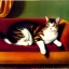 Placeholder: portrait of a Cat in a sofa,by Pierre-Auguste Renoir, no frame, no signature,cinematic composition, extreme detail,fit full body inside picture,8k