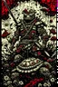 Placeholder: blood, guts, wildflower, intricate, darkred tones, turtle samurai, watercolor illustration by <John Kenn Mortensen> <Yoji Shinkawa>,