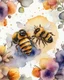 Placeholder: three bees and the hive watercolor drawing