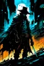 Placeholder: create a highly ethereal, darkly sinister full body portrait illustration of a Ghostly apparitions hunting in the night , rusty sabers , with highly detailed and deeply cut facial features, in the comic art style of FRANK MILLER and BILL SIENKIEWICZ, searing lines and forceful strokes, precisely drawn, boldly inked, with vibrant colors, dramatic otherworldly lighting Rulers of the wild - we ride the sky Ancient faceless tyrants from forgotten times If you catch our gaze then you sha