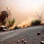 Placeholder: A striking quality Kodak photograph captures a wasteland with monsters and group of plants, creepy, details of the dust very accentuated, glossy organic mass, adorned with minerals and rocks. Bathed in intense light, eerie, Max Ernst style, sun, fog