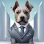 Placeholder: make one realistic business dog that is made of shapes and has a suit on looks a little like crystals with arms lowest 2048 x 1152 pixels and highest 6 MB