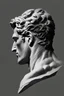 Placeholder: Mystiqra - men, man profile, logo . half of the face is cut off in detail. muscular , ancient Greek bust on the head of Georgian king , - monochromat