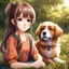 Placeholder: very beautiful realistic anime 10 years old girl with a furry Dog