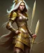 Placeholder: lady warrior with gold top and flower