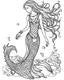 Placeholder: A mermaid, coloring image, full body (((((white background))))), only use an outline., real style, line art, white color, clean line art, white background, Sketch style