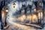 Placeholder: Prompt: a lantern glowing softly on a cobblestone street, mist swirling, with old Victorian houses lining the path, watercolor, mysterious, nocturnal