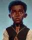 Placeholder: Portrait of a gorgeous black skinned toddler warlock boy with dark hair by Jim Kay