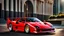 Placeholder: A sleekly designed (((Ferrari F40))), featuring contemporary styling elements reminiscent of modern supercars, with its signature aggressive contours and glossy finish, contrasting beautifully against a backdrop of a sunny, futuristic cityscape