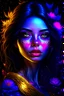 Placeholder: beautiful woman on her back, beautiful face, beautiful eyes, purple eyes, black hair,dark background, clean design, epic Instagram, artstation, splash of colorful paint, contour, hyperdetailed intricately detailed, unreal engine, fantastical, intricate detail, splash screen, complementary colors, fantasy concept art, 8k resolution, pale skin, twilight, extreme quality, extremely detailed, ultra-detailed face, ultra hd 8k, the head must be on the freame, stand