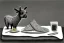 Placeholder: Cute llama is having breakfast.ink and pencil