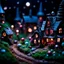 Placeholder: Detailed creepy landscape, tiltshift made of modeling clay, stars and planets, village, flower, Tim Burton, strong texture, Harry Potter, extreme detail, decal, rich moody colors, sparkles, bokeh, odd