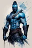 Placeholder: character concept illustration of a lean, blue tattooed Pict warrior, , maximalist, sharp focus, highest resolution, in the styles of Bill Sienkiewicz, Denis Forkas , and Masahiro Ito, boldly inked, 8k, coarse, gritty textures