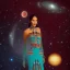 Placeholder: subtle delicate indigenous woman in a galactic ambiance