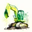 Placeholder: A picture of me, a beautiful excavator, as if hand-drawn, with green and yellow colors on a white background