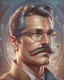 Placeholder: Best quality, masterpiece, ultra high definition, Retro Futuristic,man, mustache, Comic style