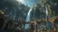 Placeholder: Ancient Zombies falling down from the top of a 3.000 feet high waterfall. fantasy setting, horror. exquisite realism, a masterpiece, fantasy concept art, dynamic lighting, hyperdetailed, intricately detailed, deep color, Unreal Engine, volumetric lighting, Epic cinematic brilliant stunning intricate meticulously detailed dramatic atmospheric maximalist digital matte painting